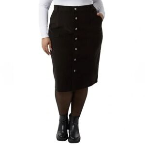 Black Button-Front Midi Skirt - Women